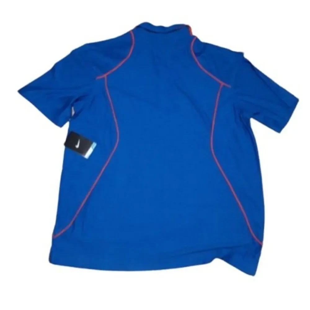 NIKE Polo Shirt Men's Royal Blue Orange Trim KT Football Logo